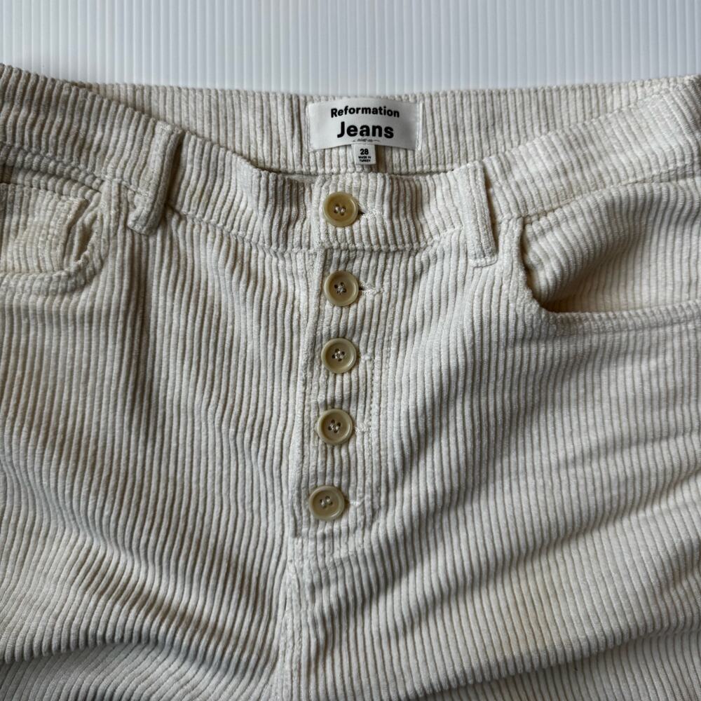 Reformation Cynthia Corduroy Pants 28 Cream Straight Cozy Nostalgic Retro Ivy - Picture 12 of 16